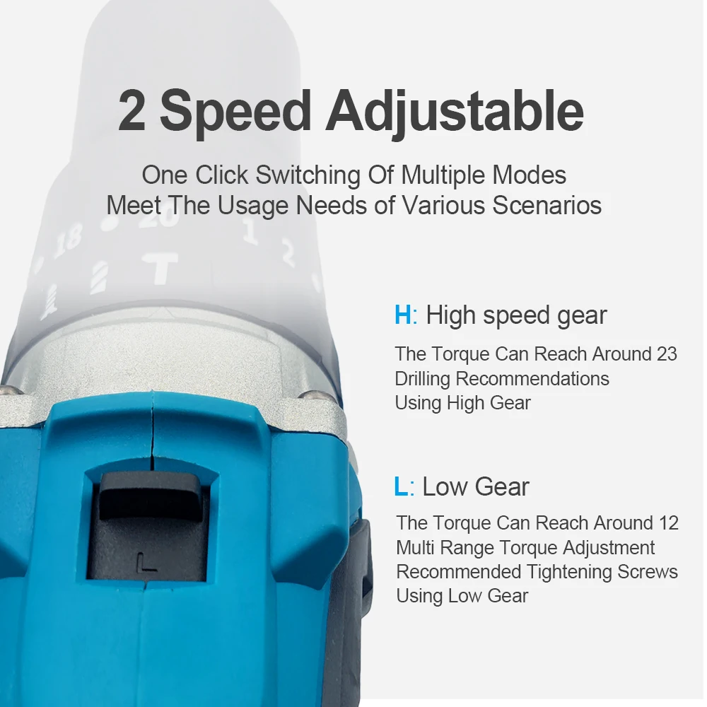 13 мм бесщеточная электрическая дрель 2 скорости молоток беспроводная отвертка 20 +