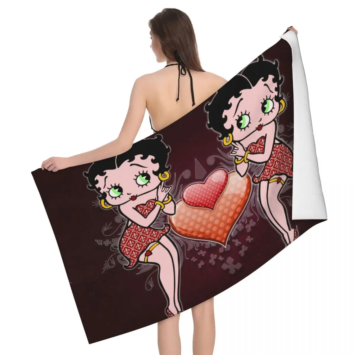 

Пляжное полотенце Bettys в стиле ретро Boop, персонализированные супер мягкие полотенца из микрофибры для бассейна