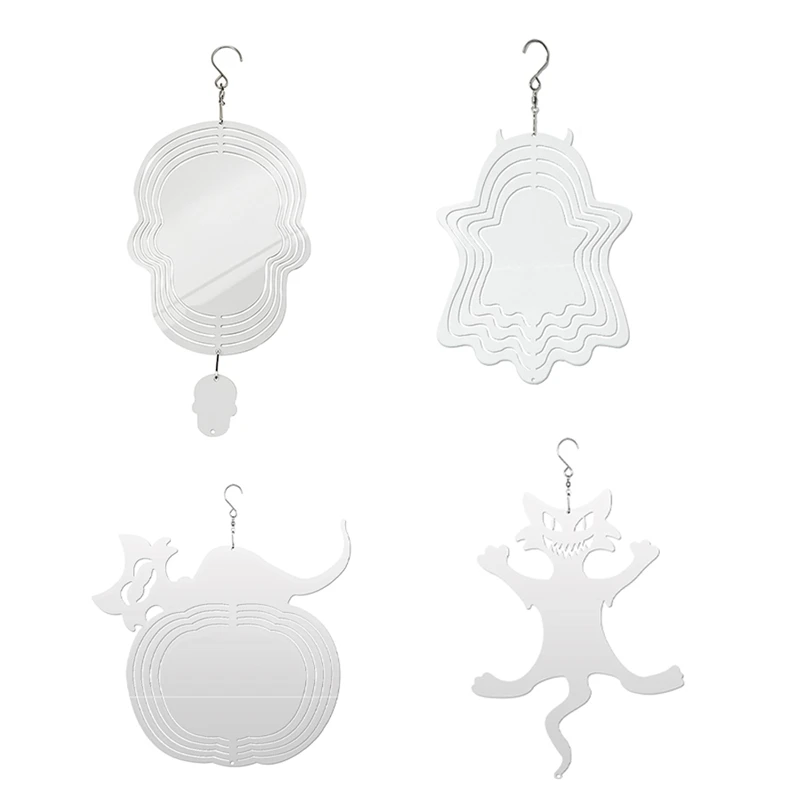 

4PCS 8 Inch Sublimation Wind Spinners Blanks Hanging Wind Spinners Halloween Day For Indoor Outdoor Garden Decoration