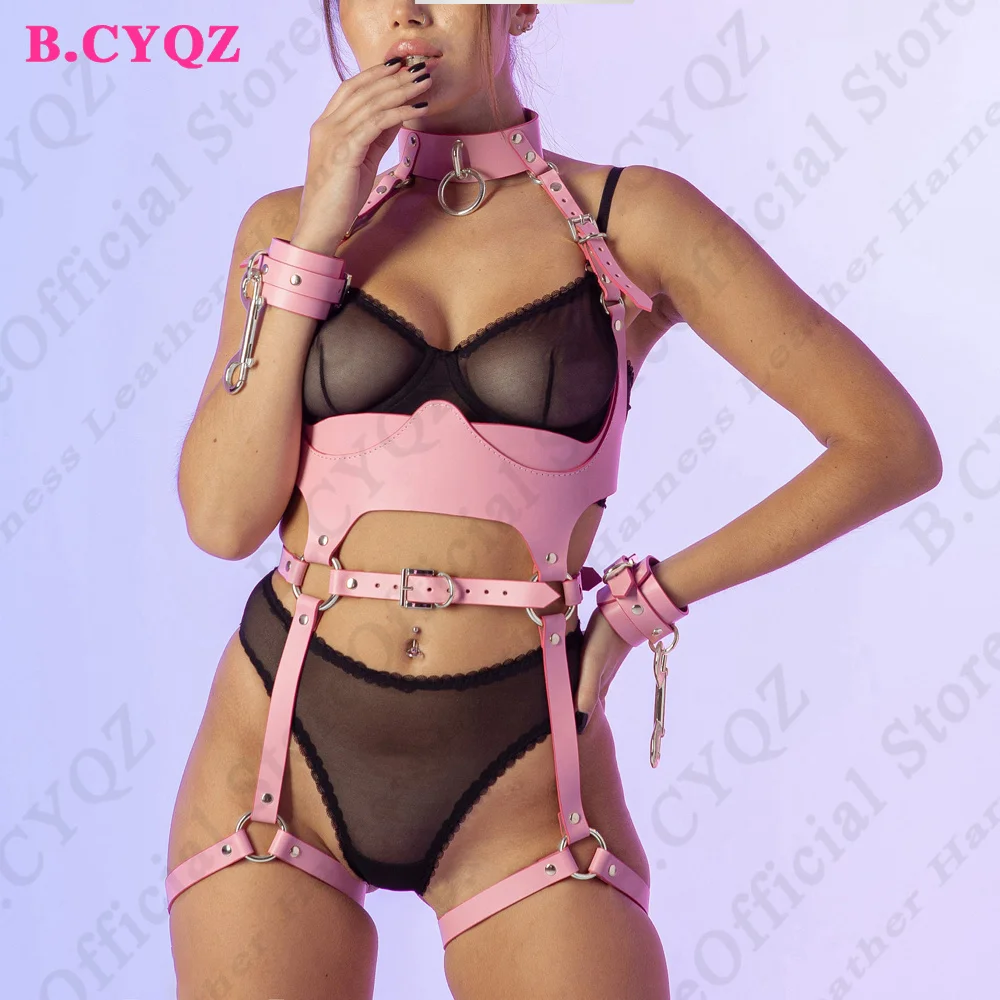 

B.CYQZ Sexy Lingerie For Women Harness Garter Leather Body Bondage Strap Goth Set Adjustable Suspender Underwear Rave Clothes
