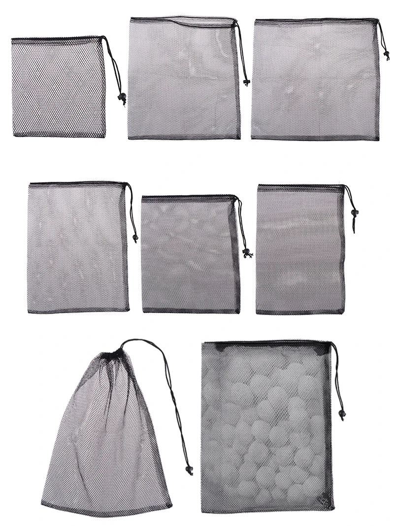 

1PC Coarse Mesh Filter Media Drawstring Bag Aquarium Nylon Reusable Pouches For Activated Carbon Bio Balls Fish Tank Filtration