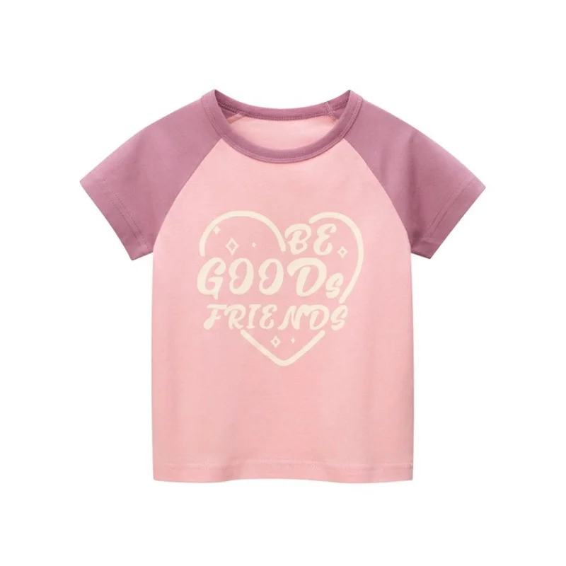 

Kids Clothes Summer Toddler Girl Clothes Casual Cotton T-shirt Round Neck Outer Wear Girls Short-sleeved Baby Girls Printed Top