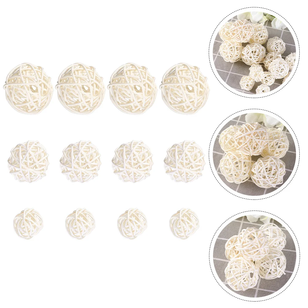 

House Ornaments Balls Rattan Decorative Wicker Ball Vase Fillers Decor Christmas Filler Bowl Home Wedding Party Ornaments