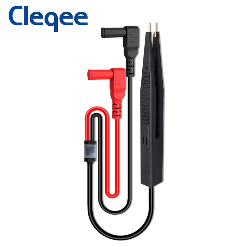 Cleqee P1510 SMD Chip Component Multimeter Test Hook Clips Tweezers Lead LCR Testing Tool Tester Meter Pen Probe 4mm Banana Plug