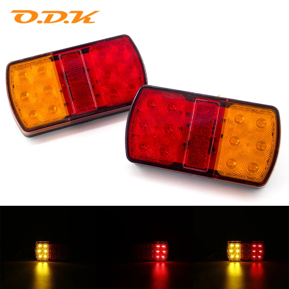 

2pcs 12 LED 12V 24V Truck Car Trailer Rear Tail Light Brake Stop Turn Signal Indicator Lamp Lorry Caravan Van Bus Waterproof