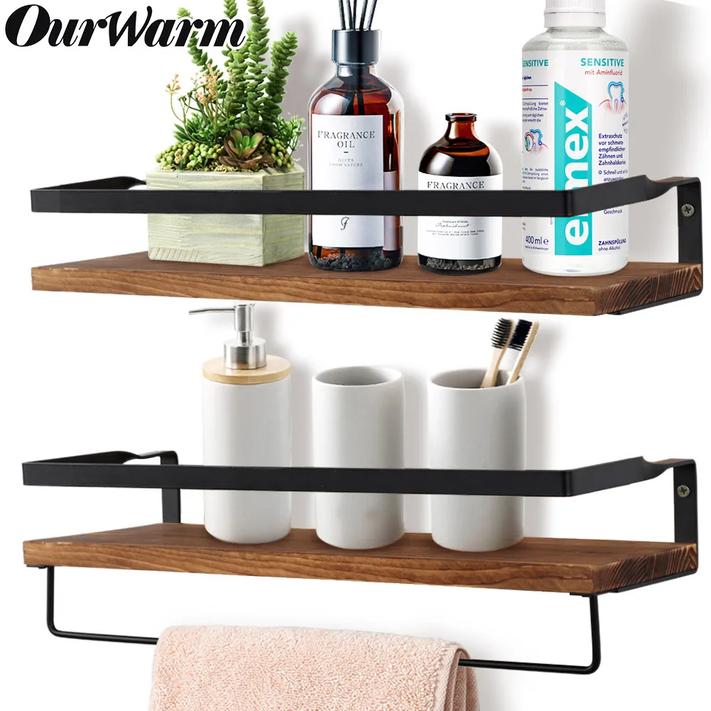 

Ourwarm Wooden Wall Shelf Floating Suspension Shelf Wall Decoration Multifunction Storage Holder Wall Shelfs For Kitchen Bedroom