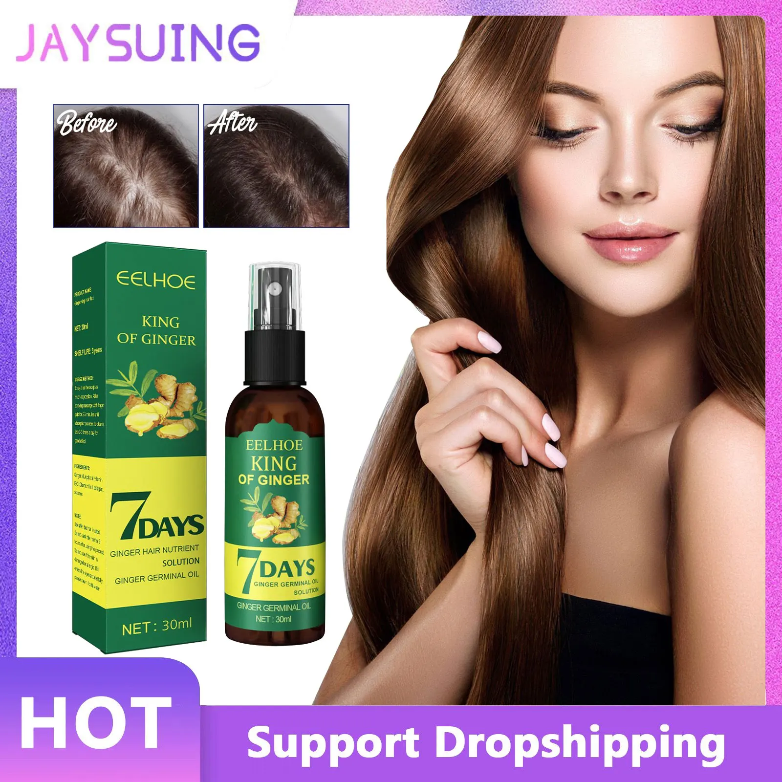 

Hair Growth Spray Ginger Repairing Damaged Scalp Strong Roots Anti Loss Prevent Baldness Fast Growing Nourish Hair Treatment Oil