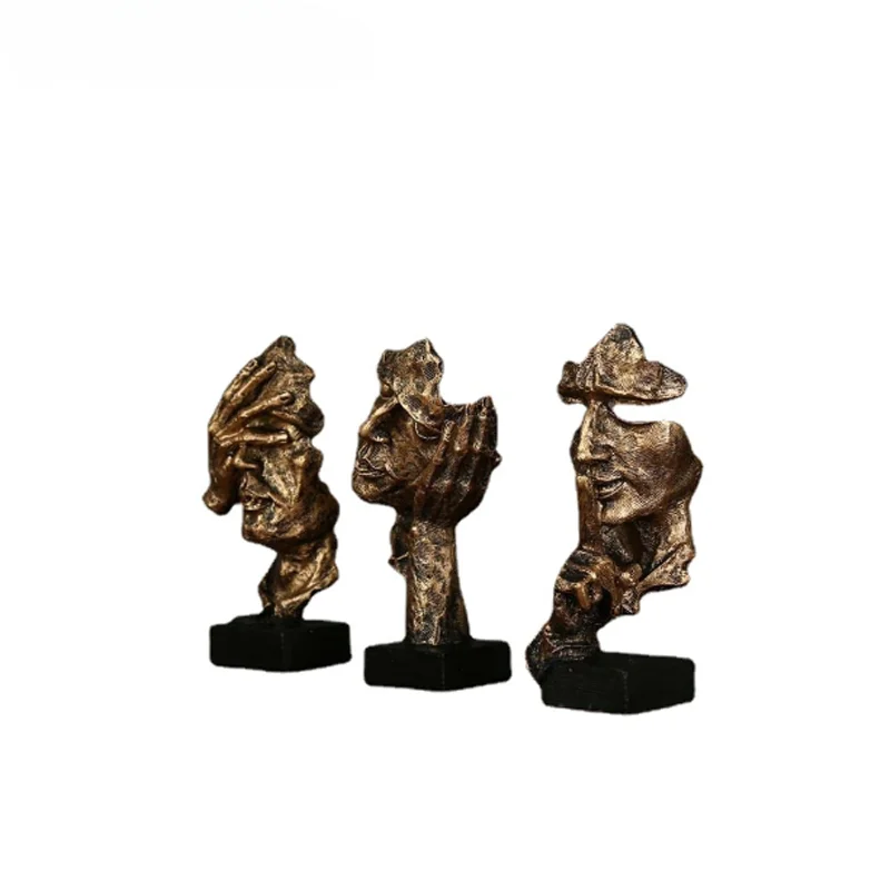 17 см домашний декор абстрактная беззвучная Золотая Статуэтка из смолы с тихим