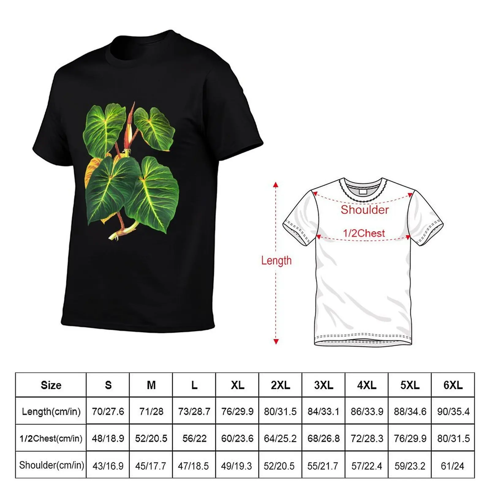 Фото Футболка с ботаническим рисунком Philodendron verrucosum. Удобная футболка с короткими рукавами для тренировок. №2