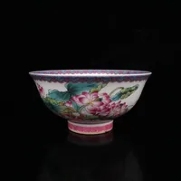 Jingdezhen Ceramics Rice Bowl Tea Cup Chinese Porcelain Pink Lotus Tea Bowl