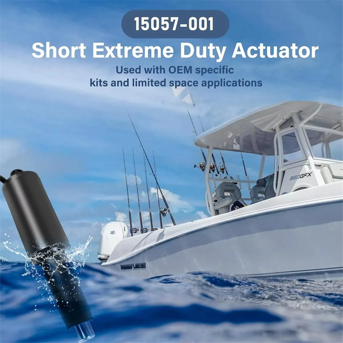 15057-001 Short Extreme Duty Actuator 2-1/4inch Stroke 12V 101XDS Trim Tab for Lenco