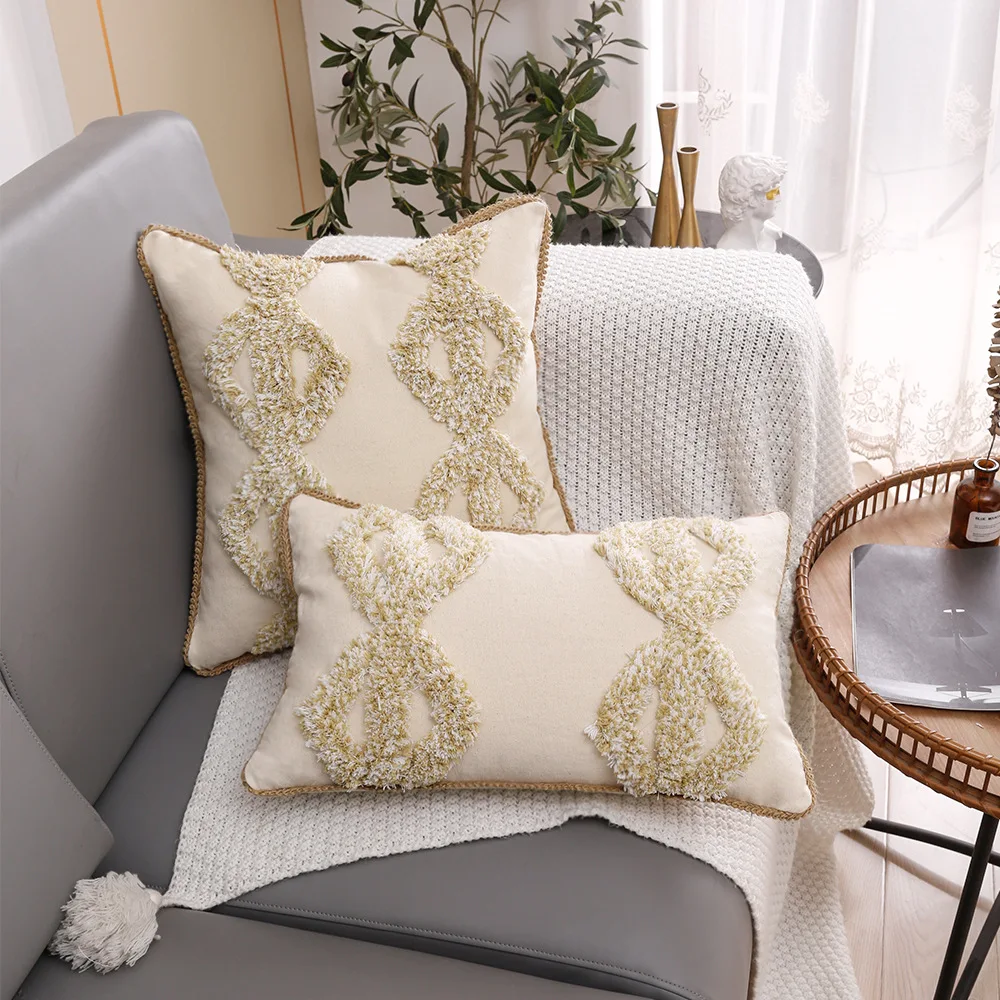 

Trendy Tufted Boho Cushion Cover 45x45 30x50 Decorative Sofa Pillow Cover Pillow Case Decor Cotton Linen Tufting Cushion Covers
