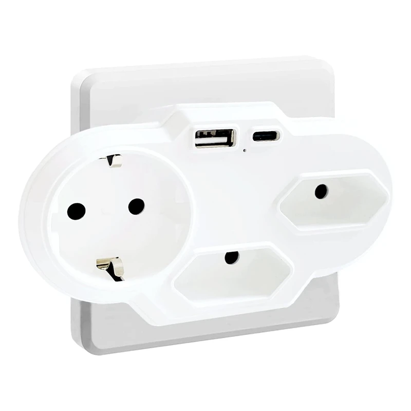 

USB-розетка 5 в 1 с зарядным устройством USB, розетки с 1 USB-разъемом и 1 штепсельной вилкой европейского стандарта Type-C