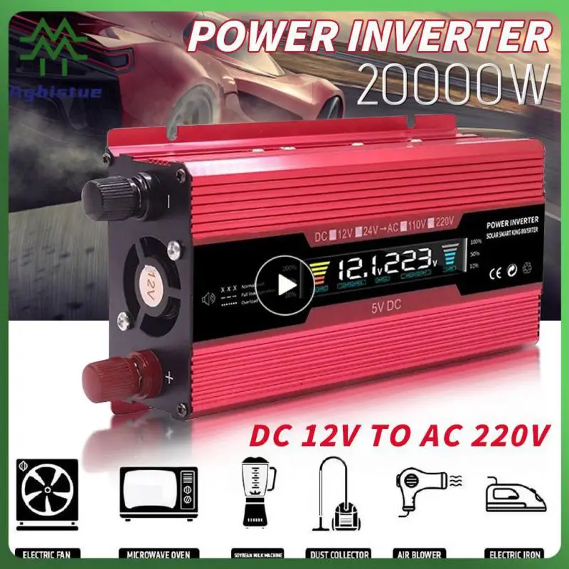 

Portable Car Inverter Solar Inverter Multifunctional Sine Wave Voltage Converter Adapter Dc12v To Ac 220v Universal 20000w