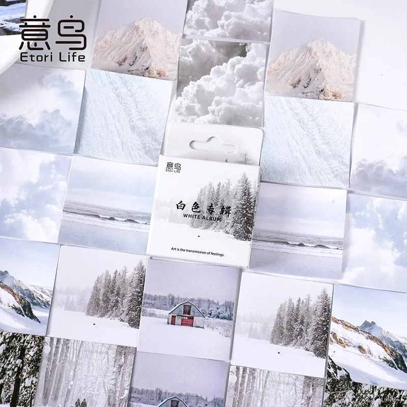 

46 Pcs Kawaii Paper Stationery Sticker Set Winter Snow Scenery Stickers Decorative Diary Planner DIY Label Gift Packing Decor