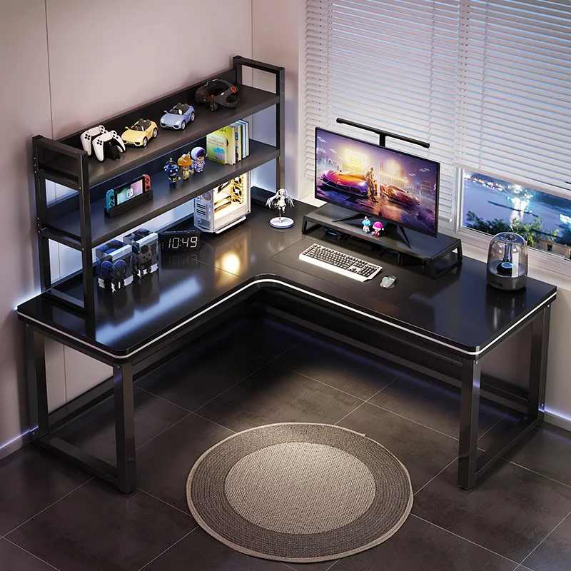 

Computer Desk Desktop Corner Game Tables Bedroom and Household Corner Desk Bookshelf L-Shaped Desk Simple Office Desk and Chair