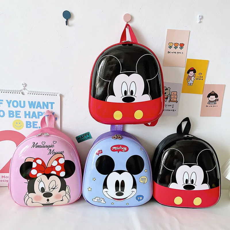 Детский Школьный рюкзак Disney с Микки Маусом жесткий ранец из ПВХ мультяшным аниме