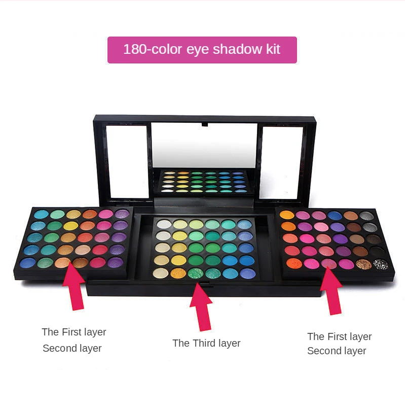 

Professional Makeup Set 180 Colors Multicolor Shimmer Glitter Matte Long Lasting Eyeshadow Palette Blush Power Maquillaje Mujer