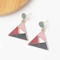 chic triangle pendants dangle earrings for women enamel hollow geometric personality hanging earrings korean fashion earrings
