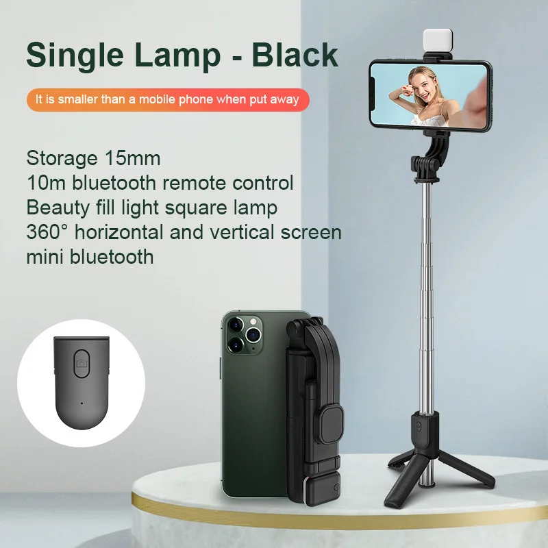 2022 Wireless Selfie Stick Mini Tripod Bluetooth Extendable Monopod Remote shutter For IOS Android phone live vlog video travel enlarge
