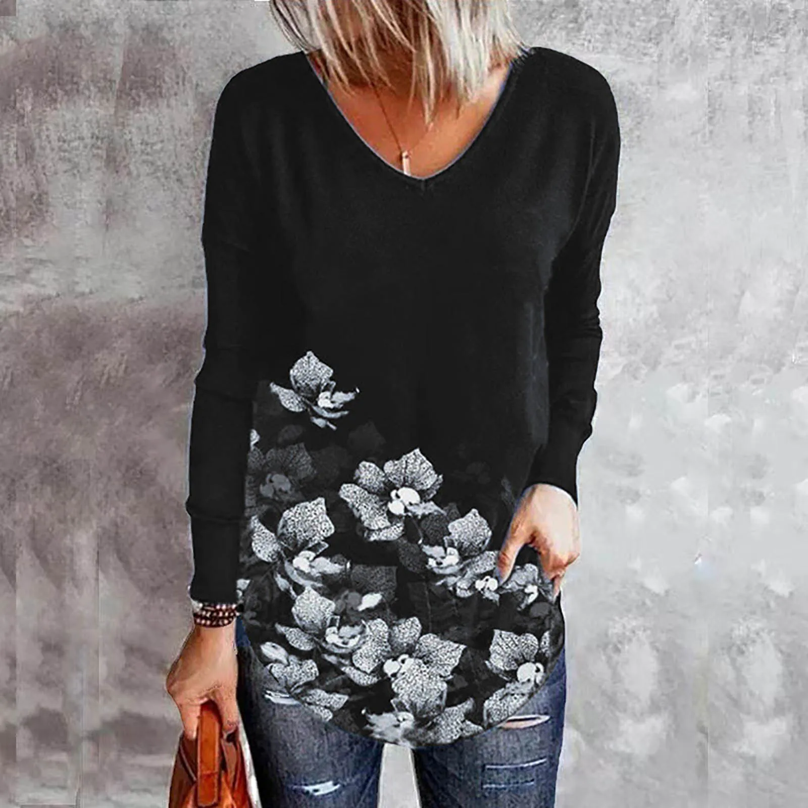

Long Sleeve Workout Top Pack Womens Print Crewneck Long Sleeve Casual Loose Pullover Sweatshirt Tops Solid Color Shirts Womens