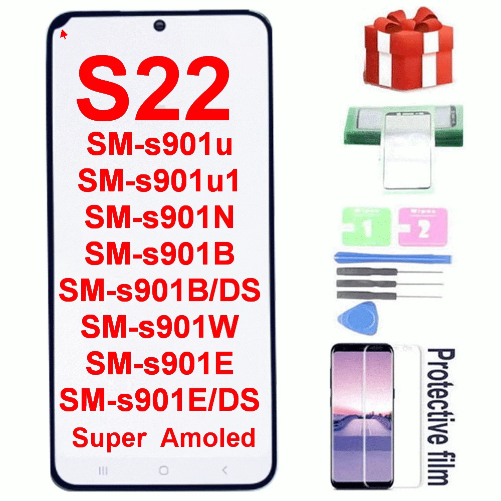 С дефектами ЖК-дисплея для Samsung Galaxy S22 S901B S901U S901E/DS S901W ЖК-дисплей с сенсорным