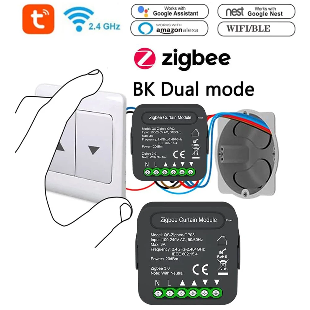 

Tuya Smart Wifi Curtain Module Blind Switch For Roller Shutter Electric Motor Zigbee Module Compatible With Alexa Google Home