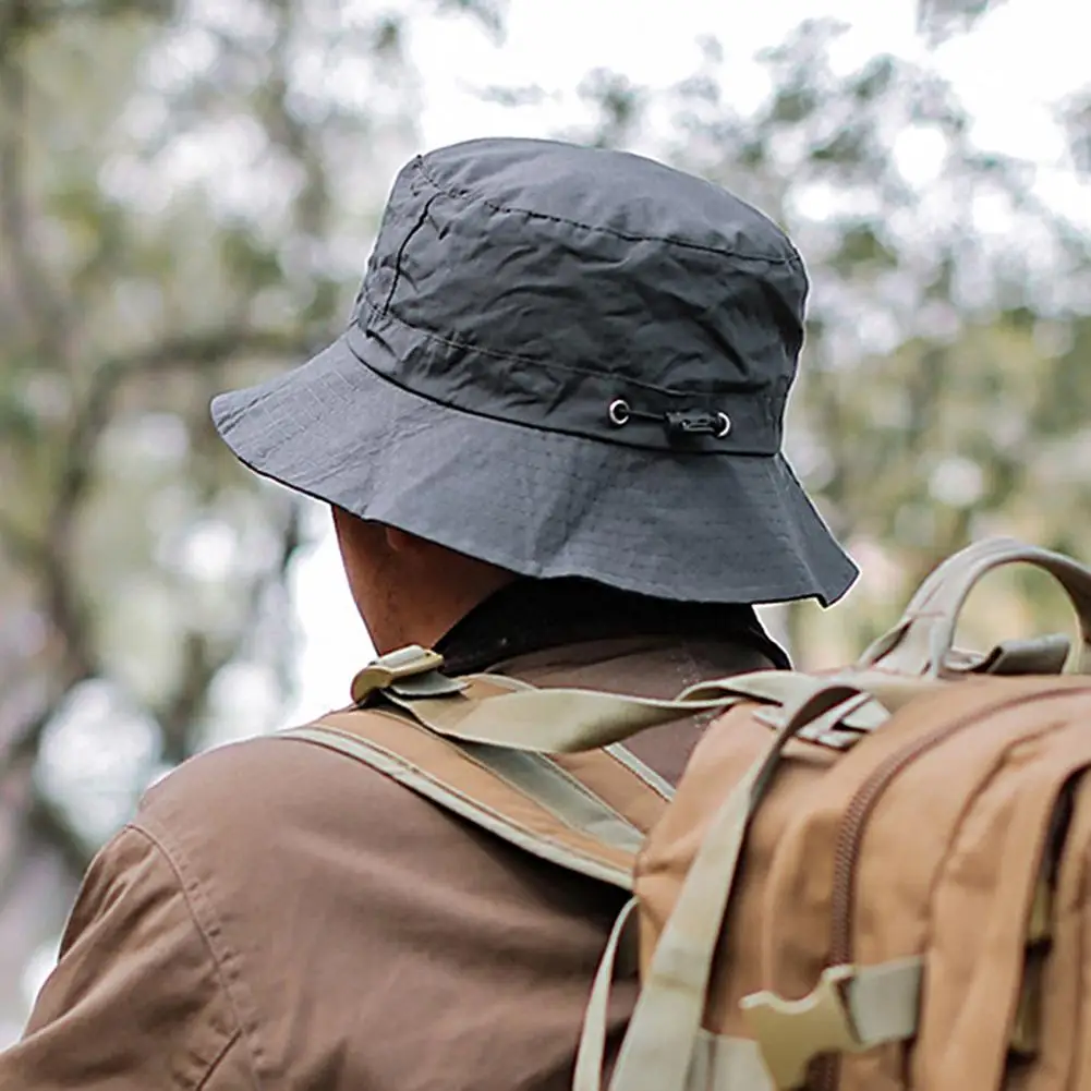 

Fisherman Hat Elastic Band Hiking Hat Polyester Anti UV Wear-resistant Large Head Circumference Fishing Hat