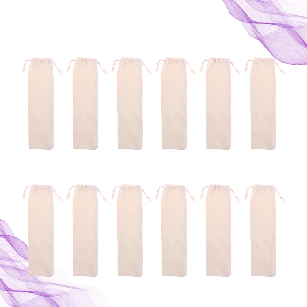 

12 PCS Stainless Straw Drinking Straws Case Gift Chopsticks Bag Stainless Steel Straw Storage Bag Cutlery Bag