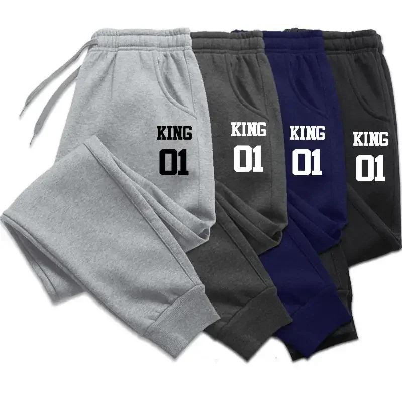 King 01 Print Pants for Men Elastic Running Soft Sports Gym Casual Fitness Long Outdoors HIP HOP