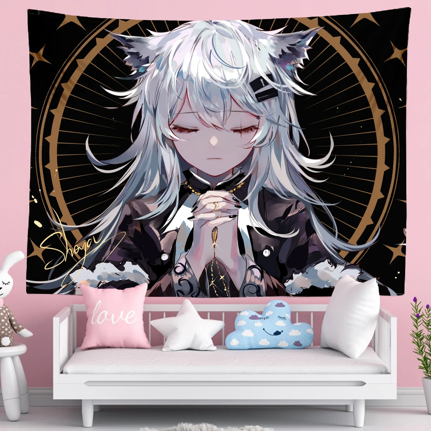 

Японский аниме девушка на стену подвесной гобелен аниме ужас кавайная комната фон ткань домашнее покрывало ковер украшение Tapiz