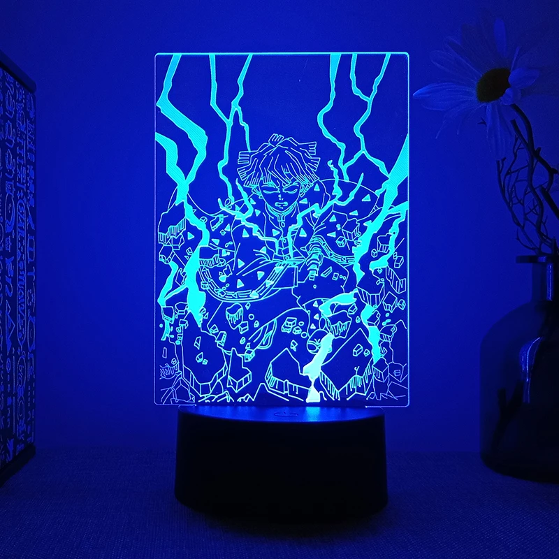 Demon slayer Agatsuma Zenitsu Anime Figure 3d Led Night Light For Bedroom Lava Lamp Manga Room Decor Children's Birthday Gift