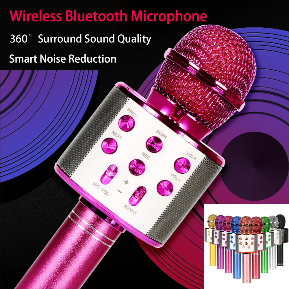 Разноцветные светодиодные лампы WS858 1200 мАч беспроводной микрофон для караоке