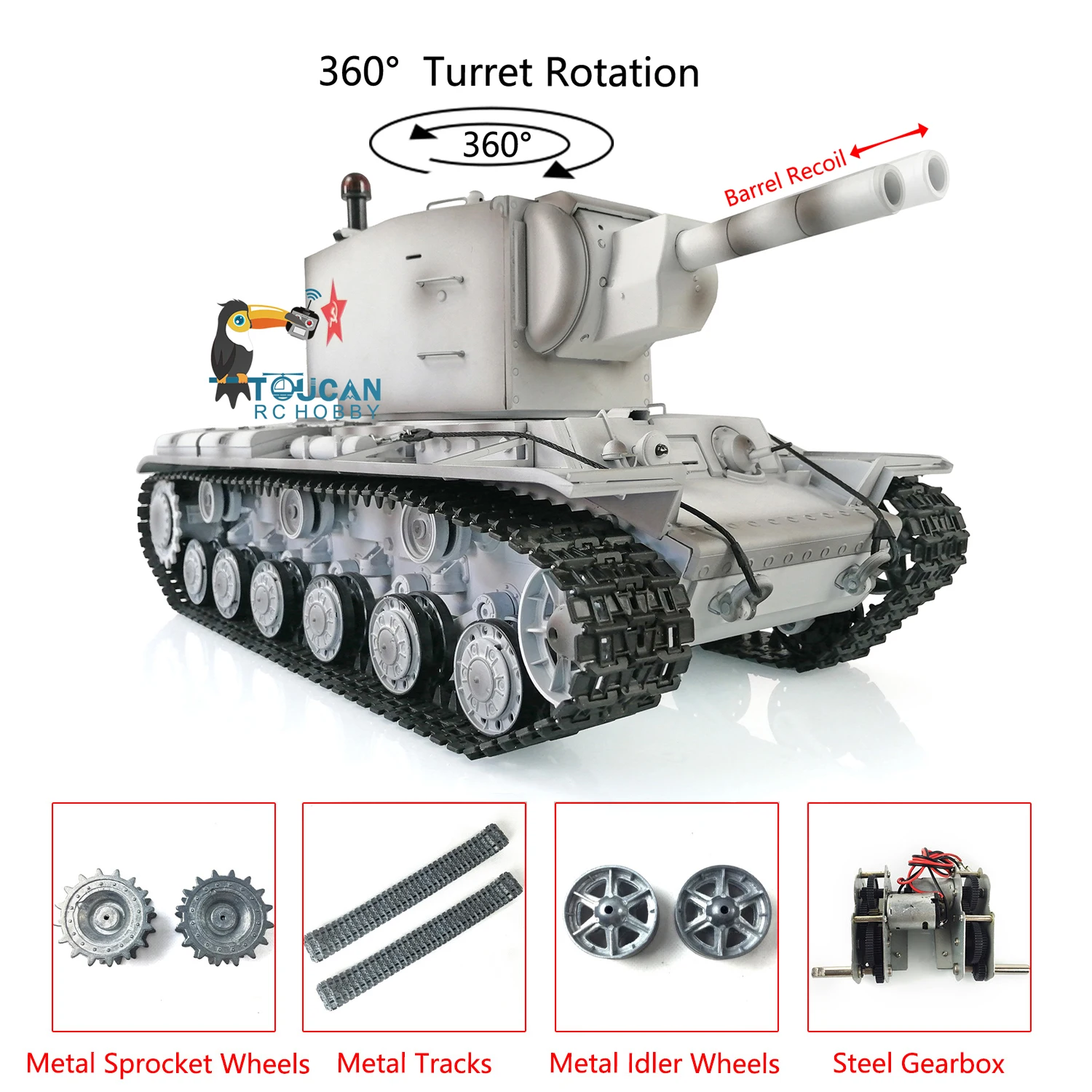 

HENG LONG 1/16 7.0 Upgraded Soviet KV-2 RTR RC Tank Gigant 3949 360° Turret Gearbox Tracks Remote Control Toys Car TH20015-SMT4