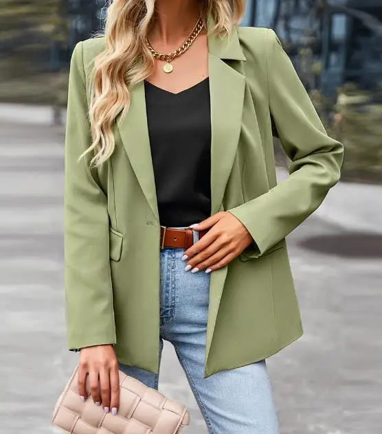 Winter Woman Coat Fashion Versatile Office Lady Blazer Woman 2023 Professional Formal Elegant Work Coats Casual Cardigan Jacket