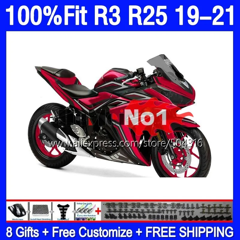 

Инъекция для YAMAHA R 3 25 YZF-R3 YZFR25 YZFR3 19 20 21 22 168MC.204 YZF-R25 YZF R3 R25 2019 2020 2021 2022 обтекатель металлический красный