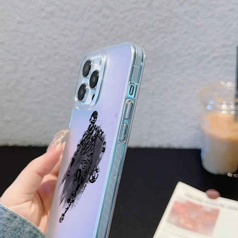 Чехол для телефона CR7 Криштиану Роналду для iPhone 17 16 15 14 13 12 11 Pro Max Plus, прозрачный, с лазерным градиентом «Аврора» (art.: 3920d98091ef7) - 3920d98091ef7
