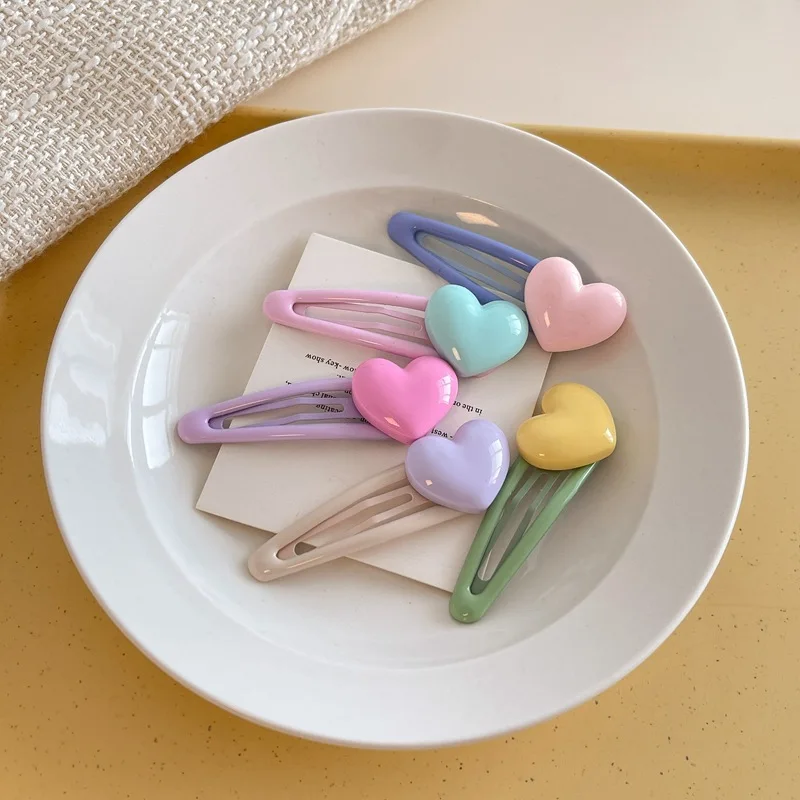 Love Heart Bb Clips Glaze Dripping Hairpin Side Bangs Hair Clip Barrettes Hair Accessories For Girls