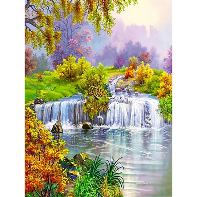 Картины по номерам водопад в горах. Картины по номерам водопады. Картина по номерам водопад в лесу. Водопад рисунок. Алмазная мозаика горный водопад 40х50.