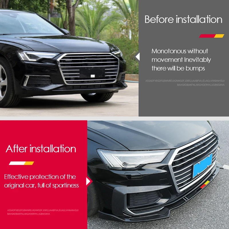 

Glossy Black Front Bumper Lip Splitter Fog Light Eyebrow Cover Trim For- A6L C8 2019 2020