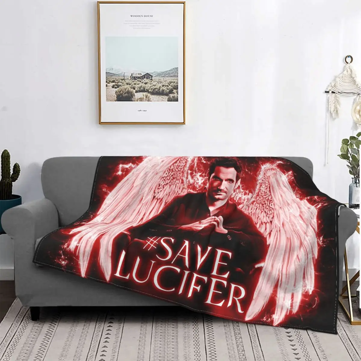 

Lucifer Morningstar Magic Fleece Throw Blanket Tom Ellis Suspense Blankets for Bedding Bedroom Lightweight Thin Plush Thin Quilt