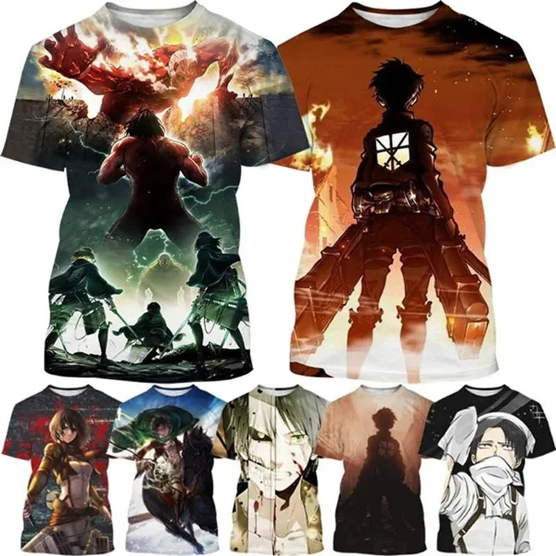 

Модная Повседневная футболка с 3D-принтом аниме атака на титанов, летняя крутая свободная футболка, модные детские топы унисекс, футболки, Топ 100-4XL