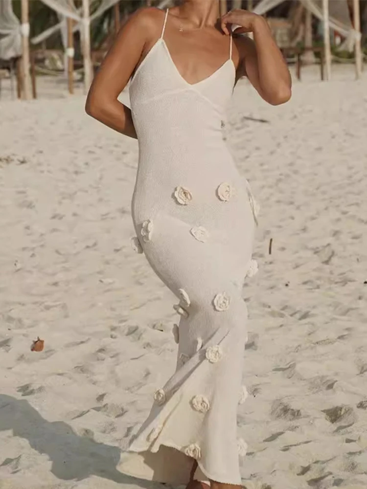 Женское платье с цветочным принтом V-образным вырезом и открытой спиной