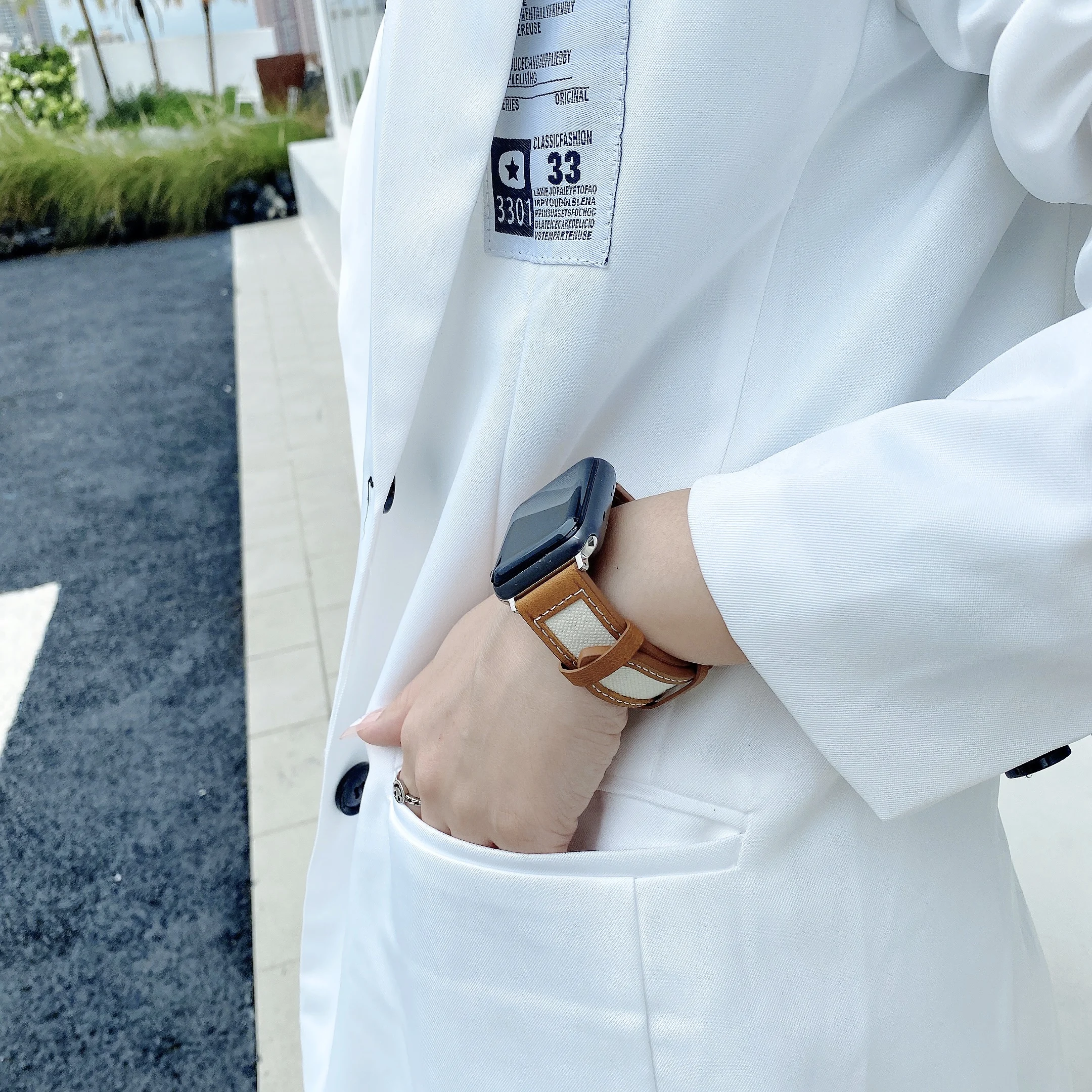 Ремешок кожаный для Apple Watch Series 7 6 5 4 3 2 1 модный браслет с простой петлей Iwatch 42/44 мм 41