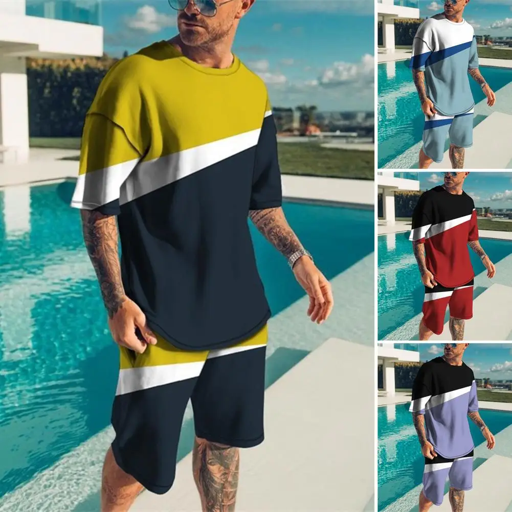 

Men Sports Suit Patchwork Casual Tracksuit Man Summer Men Clothing Streetwear Male Two Piece Shorts Sets ropa hombre