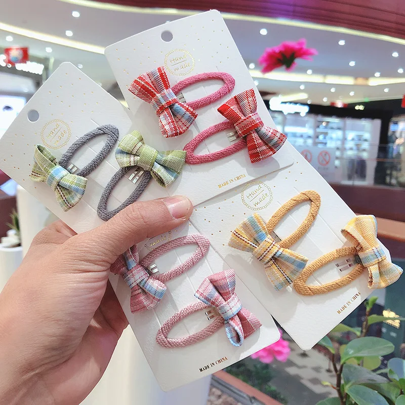 

Hot 4PC Sweetly Plaid Bow BB Hair Claw Side Clips for Women Girls Kids Child Hairpin Gift Hair Accessories Headwear Ornament