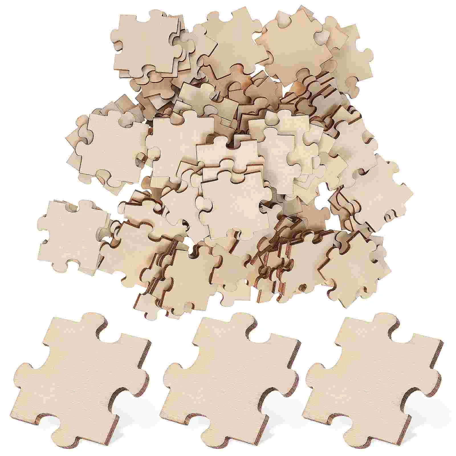 

100 Pcs/Pack Cartoon Assembled Building Blocks Blank Puzzle Wood Wooden Puzzles