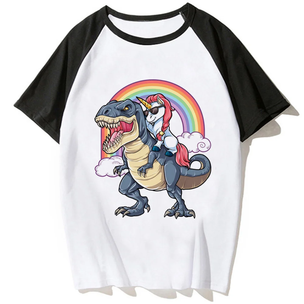 

Unicorn Riding Dinosaur t shirt women harajuku streetwear anime Tee girl harajuku anime clothes
