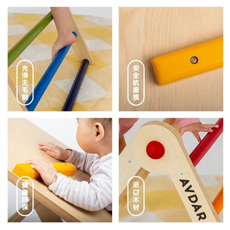 Для двухсторонней горки треугольная лестница мини-альпинизм Березовая складная