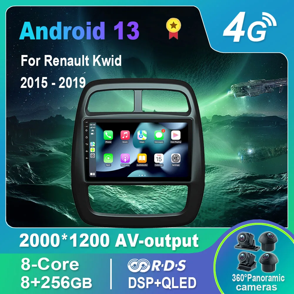 

Автомагнитола на Android 13,0/Мультимедийный видеоплеер для Renault Kwid 2015-2019 GPS QLED Carplay DSP 4G WiFi Bluetooth